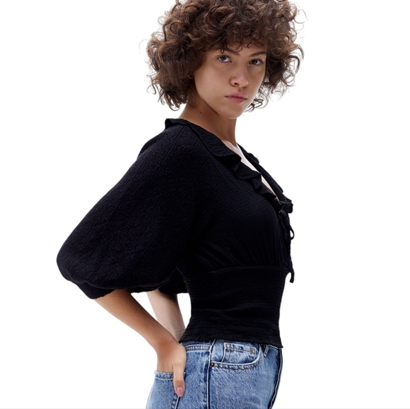 NWT Free People Woman's Blouse Sweater Scoop Neck Black Sz S - Picture 11 of 12